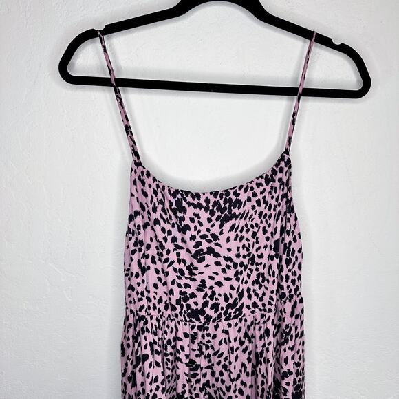 Stillwater Memz Pebbles Pink Cheetah Leopard Print Tiered Leg Slit Maxi Dress XS - Picture 2 of 13